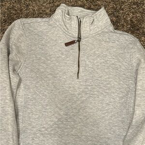 Women’s LL Bean Large Tall Light Gray Quarter-Zip Sweater